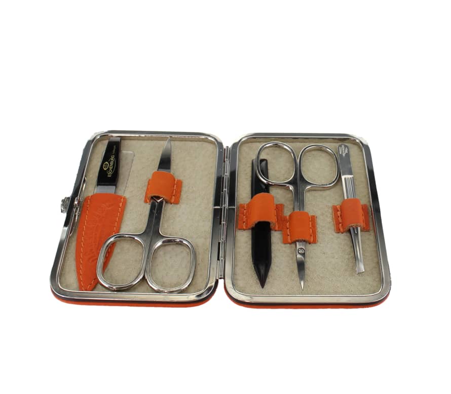 D. R. Harris 5 Piece Orange Hard Case Manicure Set