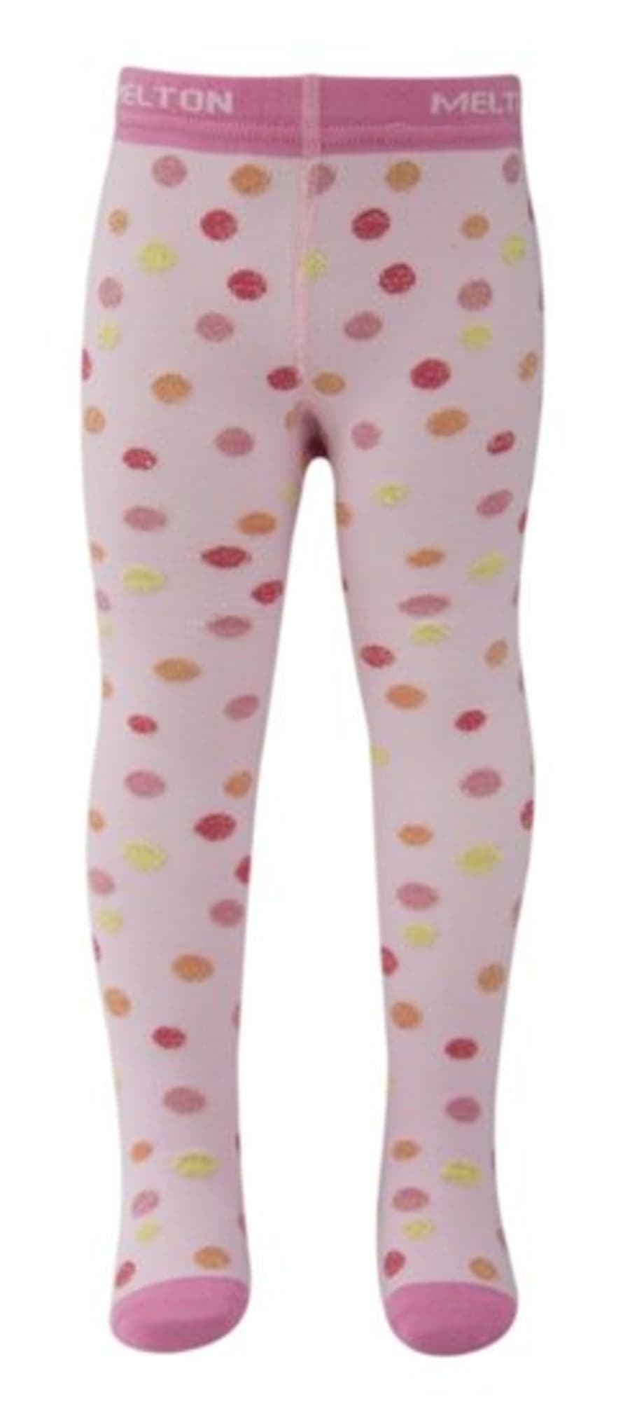 Melton Pink Cotton Tights with Golden Colored Dots