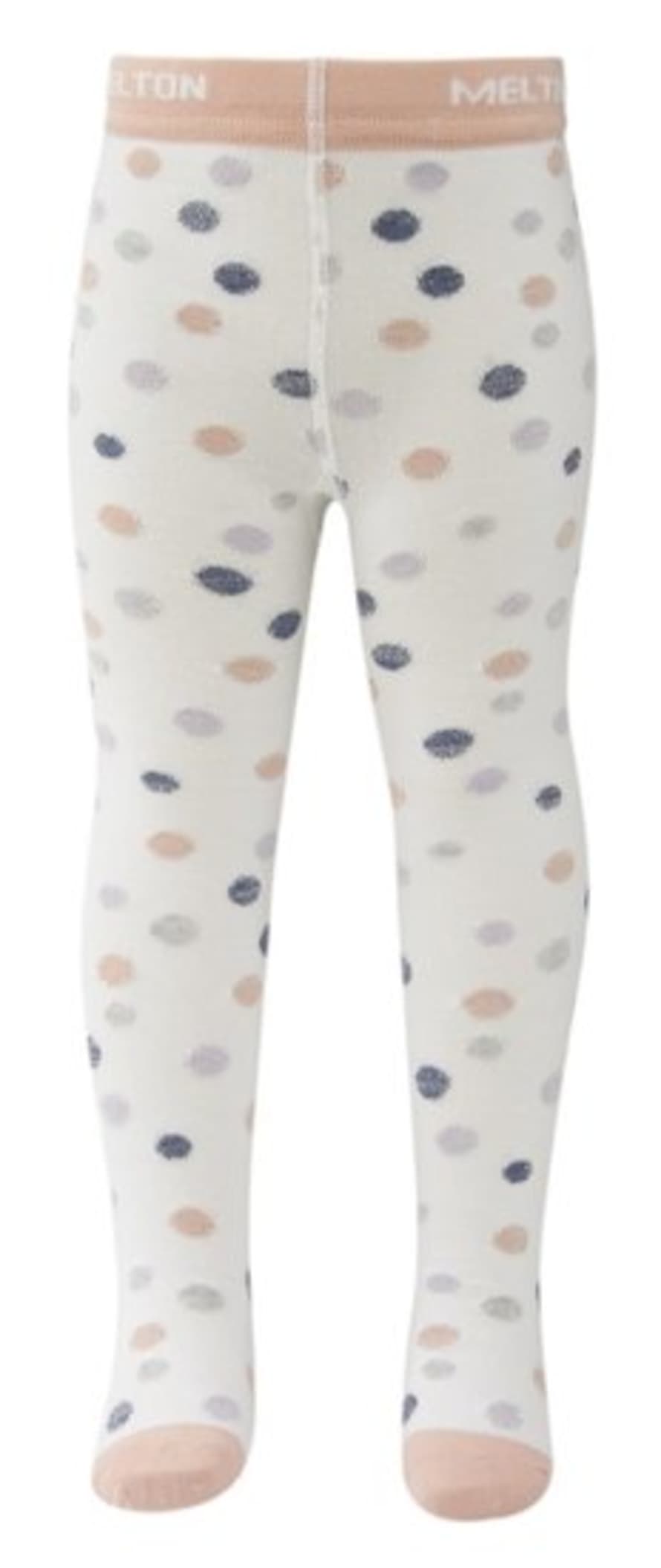 Melton White Cotton Tights with Golden Colored Dots