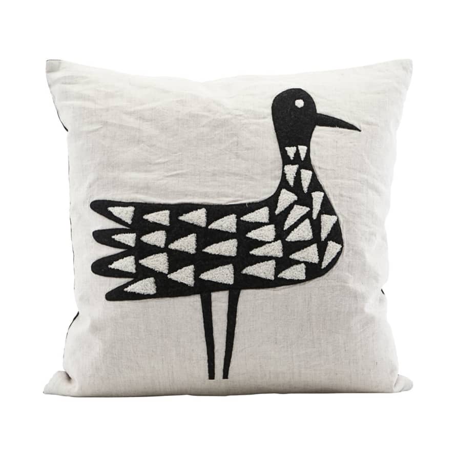 House Doctor Linen and Black Bird Pillowcase