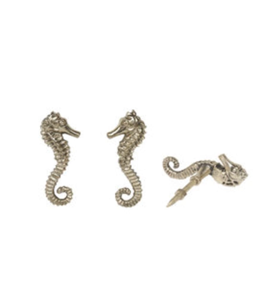 Doing Goods Shiny Gold Brass Pippa Seahorse Button - Set of 2