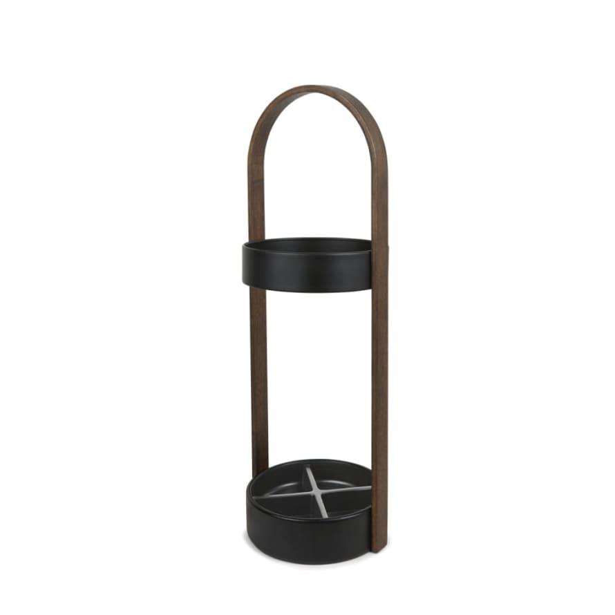 Umbra Black and Walnut Bellwood Umbrella Stand