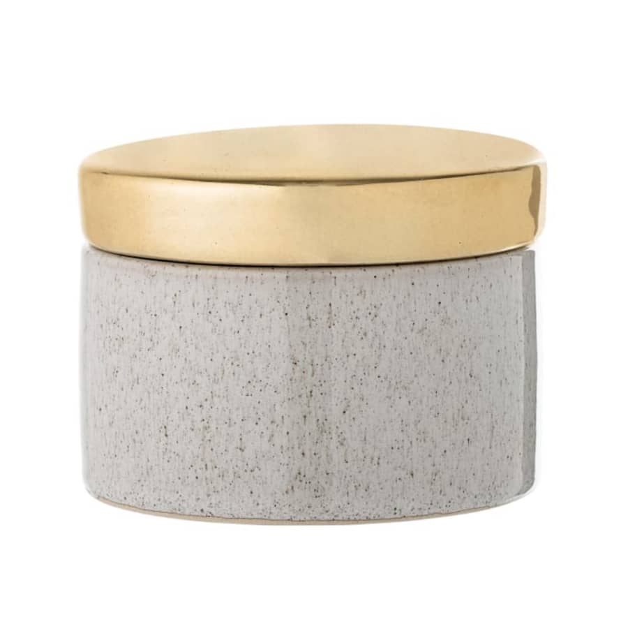 Nature Stoneware Jar with Gold Lid Bloomingville