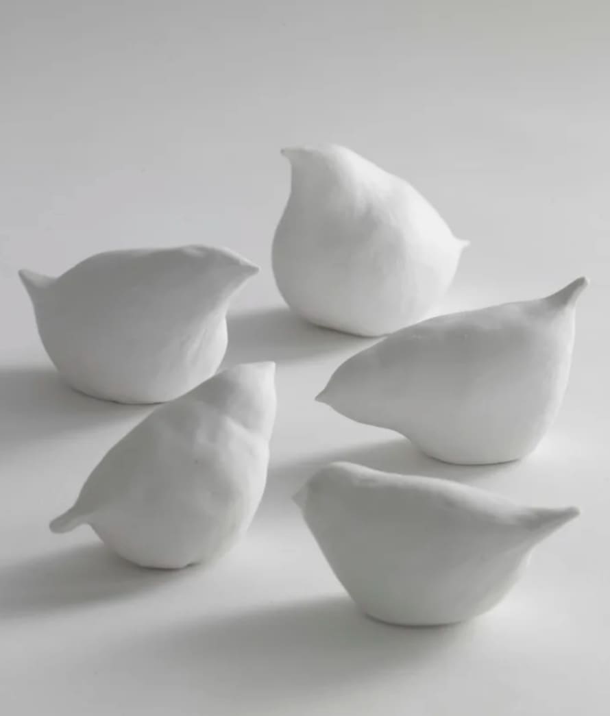 Set Of Four Porcelain Decorative Birds serax