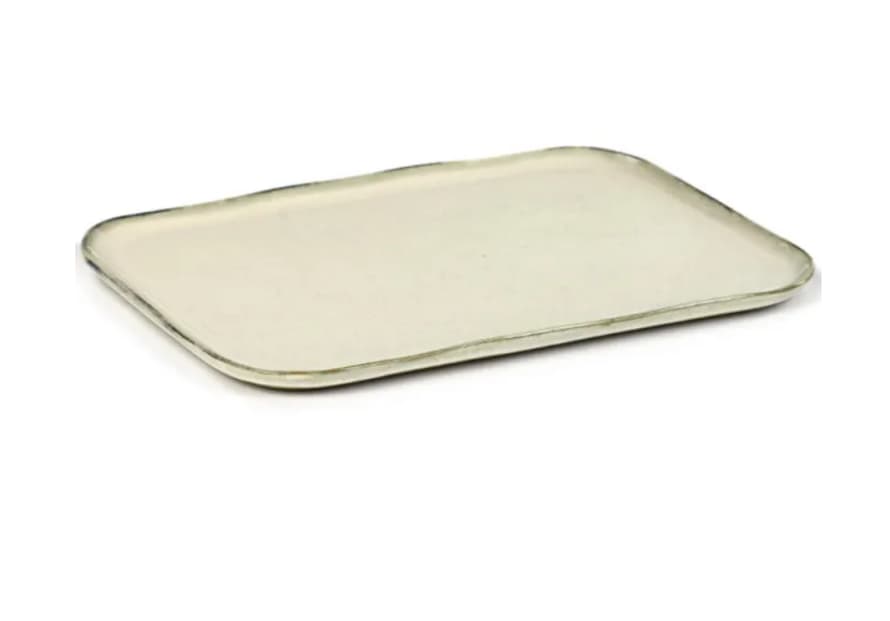 Extra Large Off White Stoneware Rectangular Merci N1 Tray