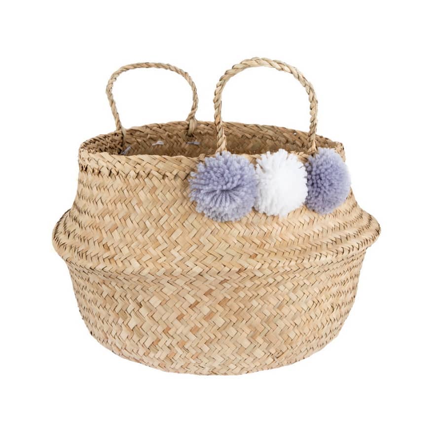 Sass & Belle  Seagrass Pom Pom Basket