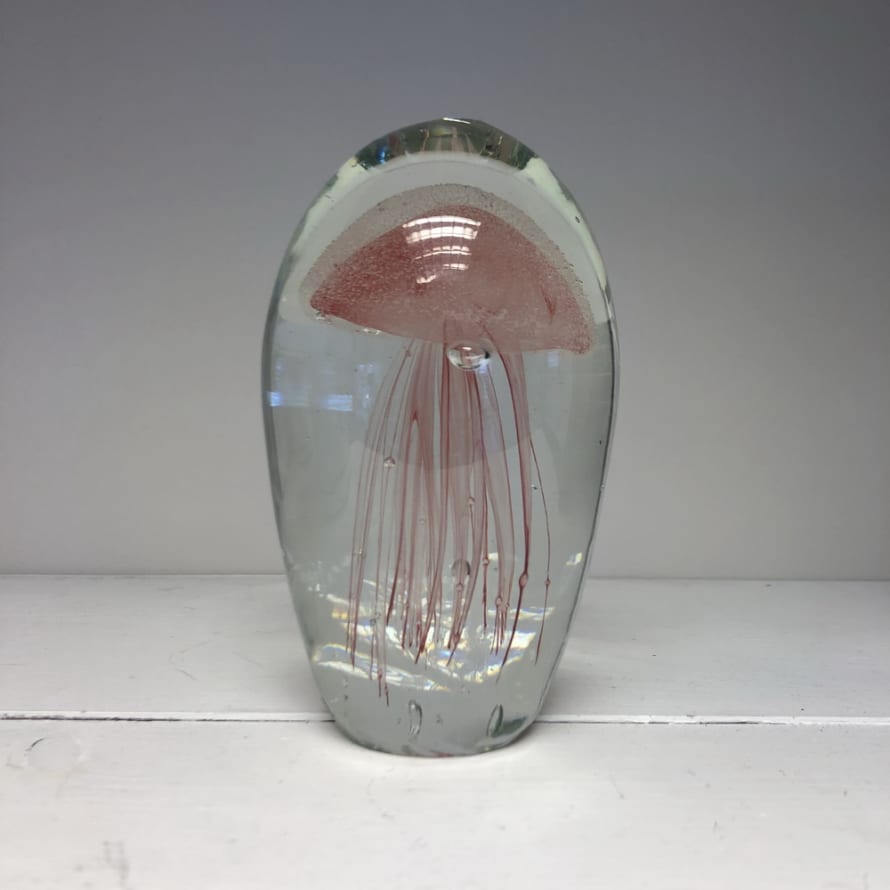 MOR Interiors Large Pink Glass Jellyfish Paperweight