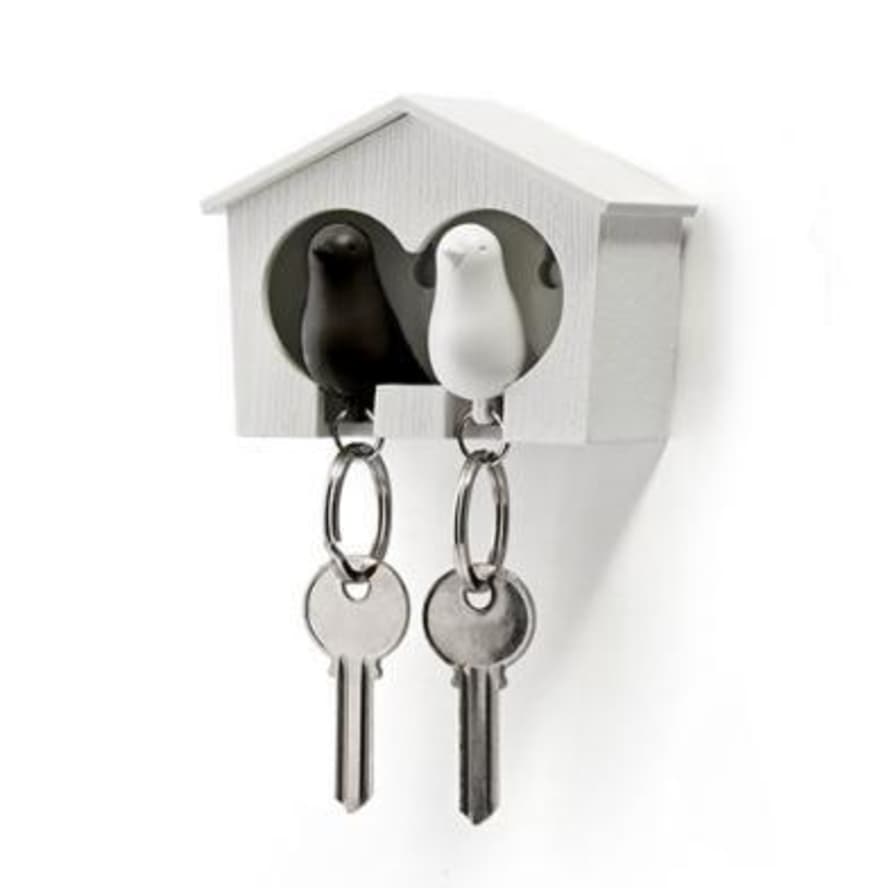 Qualy Duo Sparrow Key Ring Black White