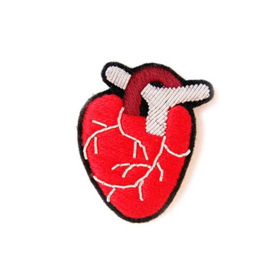 Macon & Lesquoy Anatomical Heart Hand Embroidered Brooch