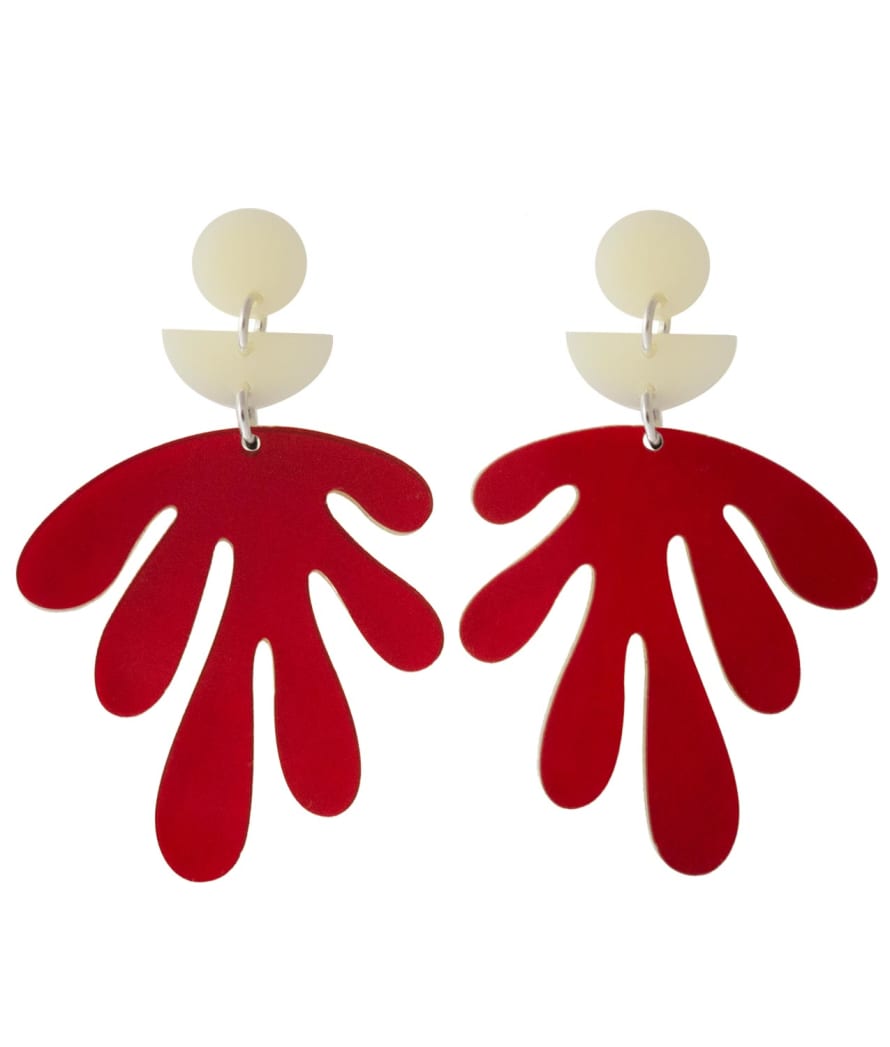 Orella Jewelry Les Fleurs Earrings - Translucent Red