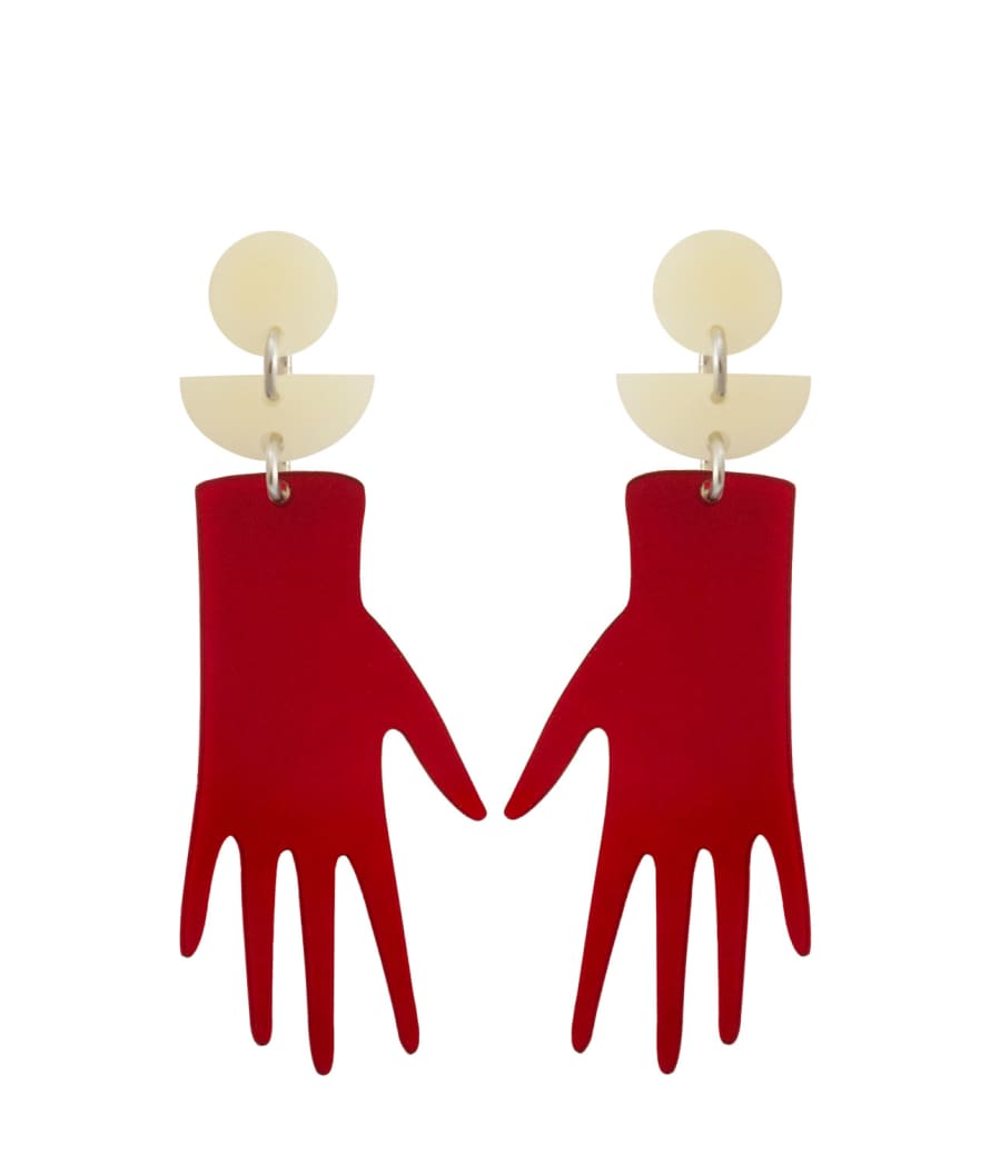 Orella Jewelry Hands Earrings - Translucent Red