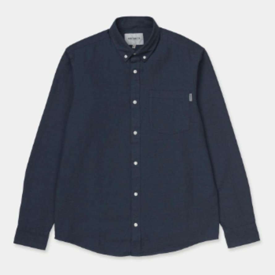 Carhartt Dark Navy Prussian Blue Cotton Dalton Shirt