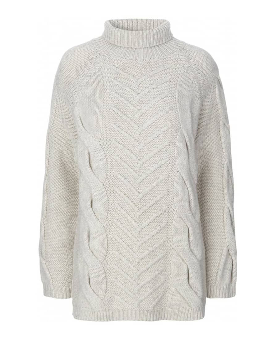 Storm & Marie Light Grey Melange Wool Sille Turtleneck Sweater