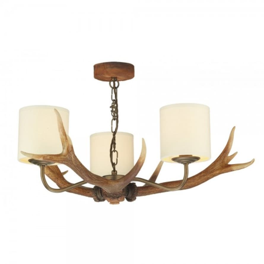 David Hunt lighting Cream Antler 3 Pendant Light