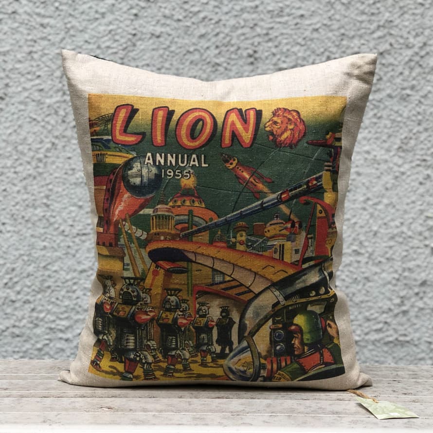 Andrew Martin 37 x 44cm Colorful Cushion with Retro Print