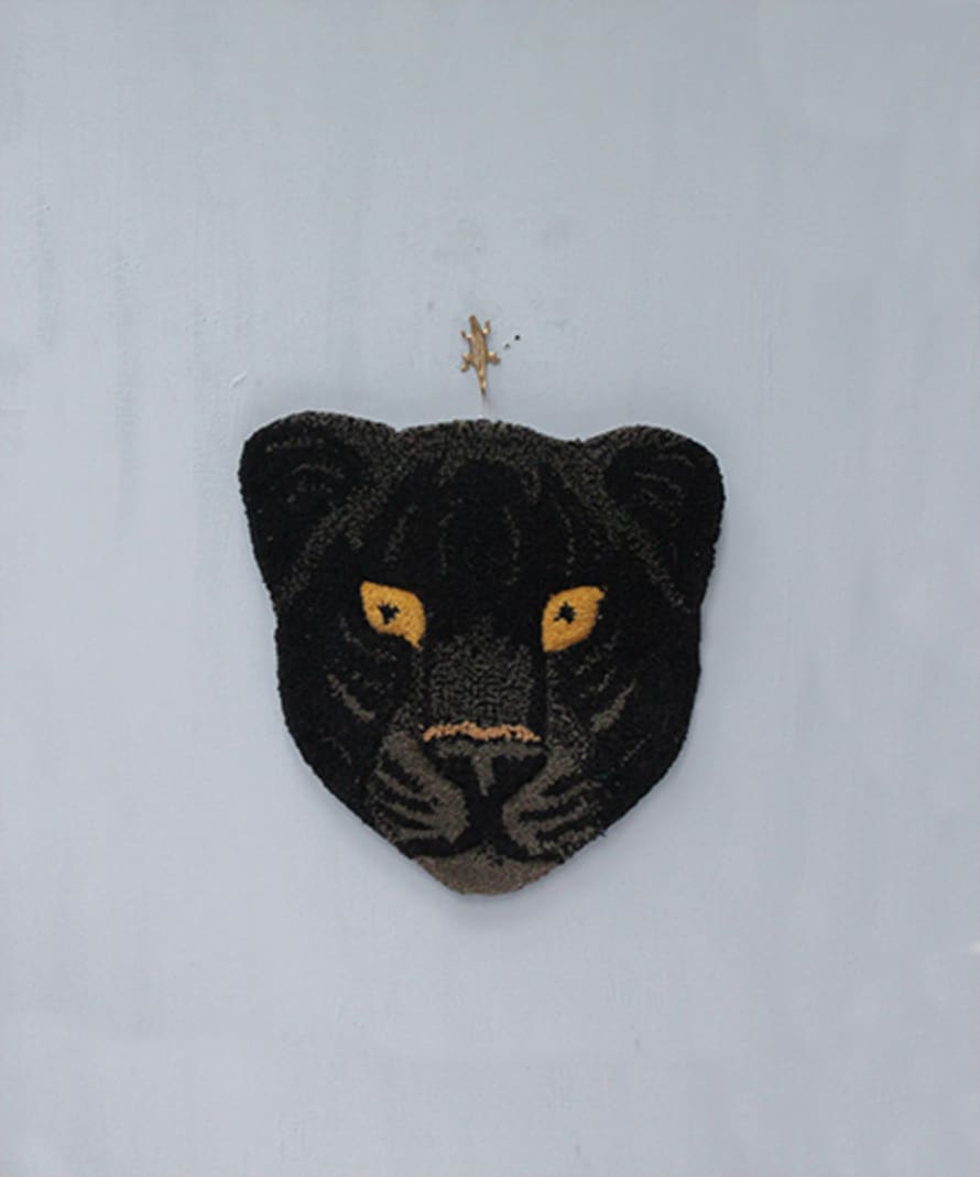 Doing Goods Fiery Black Panther Head Rug