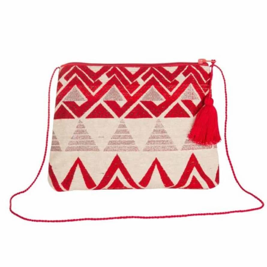 Zen Ethic Medium Red and White Ethno Style Pouch