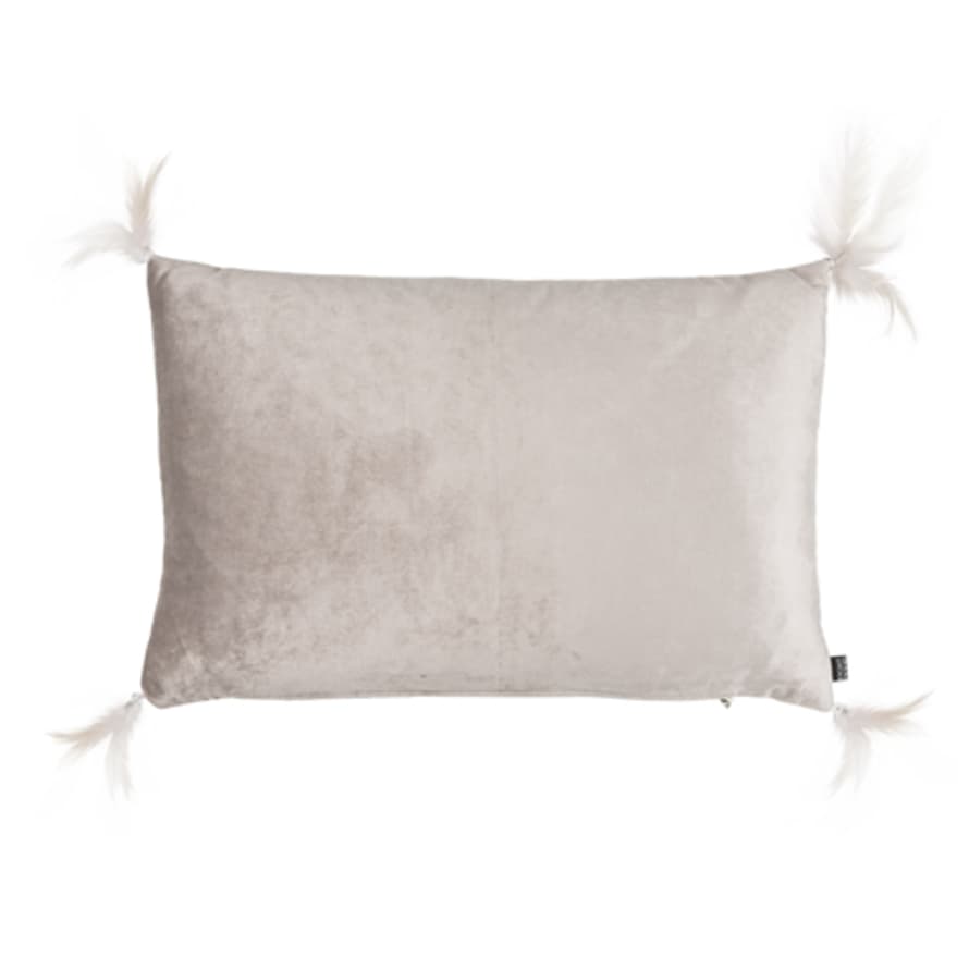 Eightmood 40 x 60cm Light Grey Cushion with Feather Tassels