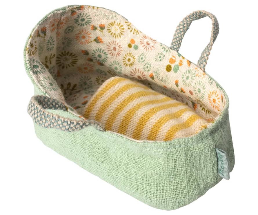 Maileg MY Mint Cotton and Linen Carry Cot