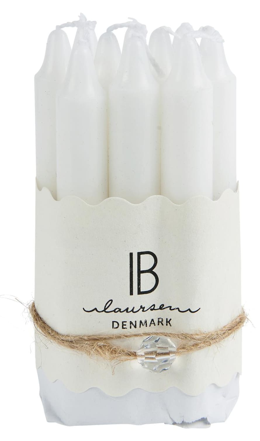 Ib Laursen Set of 10 pcs White Paraffin Christmas Tree Candles