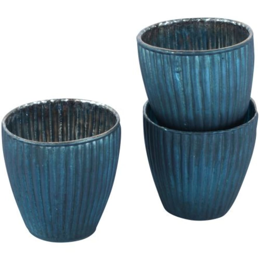 Grand Illusions Ribbed Beaker Votive - Matt Teal (Small)