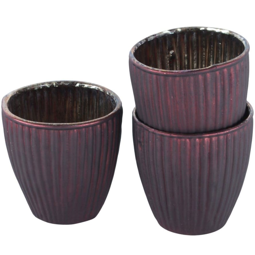 Grand Illusions Ribbed Beaker Votive - Matt Red (Small)