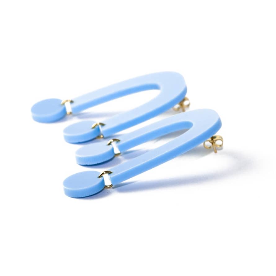 sept cinq Blue Plexiglass Boucles Earrings