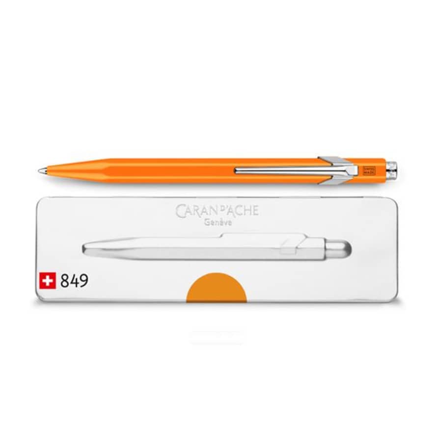 Caran d'Ache Ballpoint Pen 849 Popline Fluorescent Orange With Holder