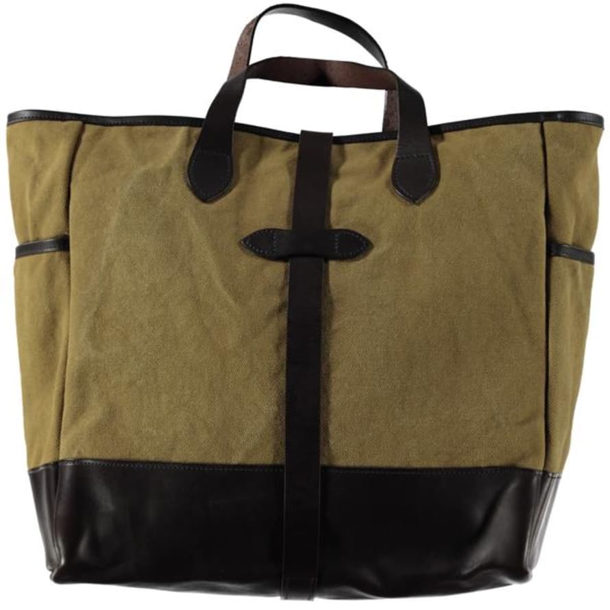 Trouva: Showroom Sample Washed Canvas Leather Tote Dark Tan
