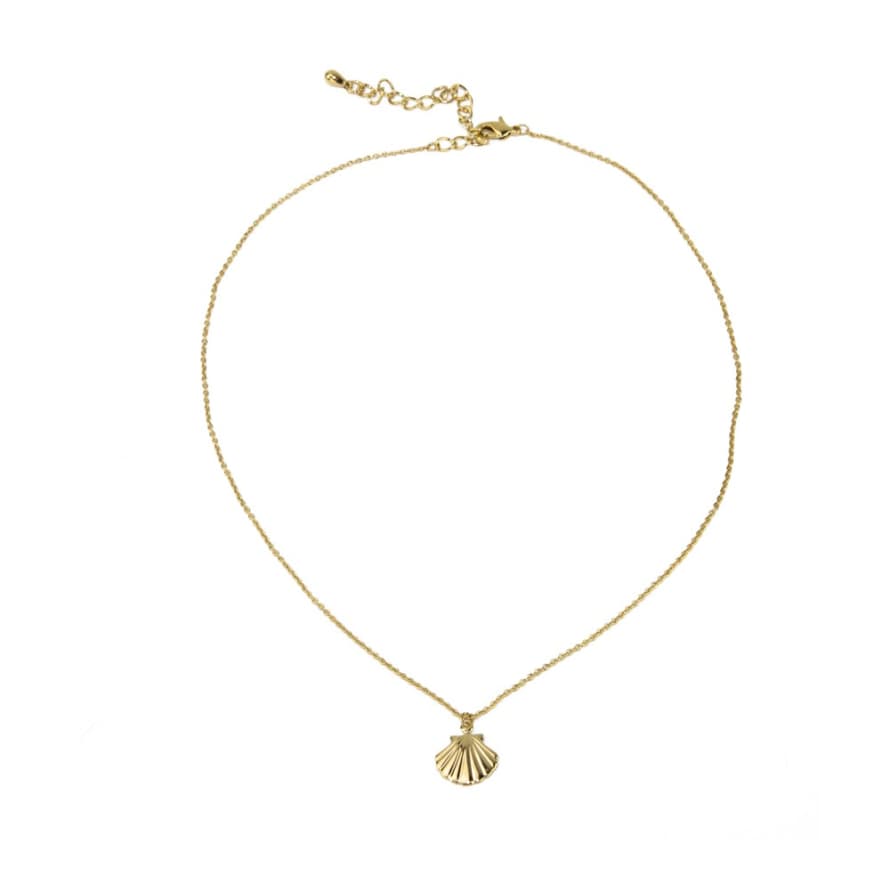 sept cinq Gold Brass Shell Necklace