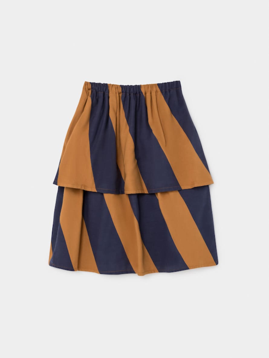 Bobo Choses Rust and Navy Big Stripes Midi Skirt