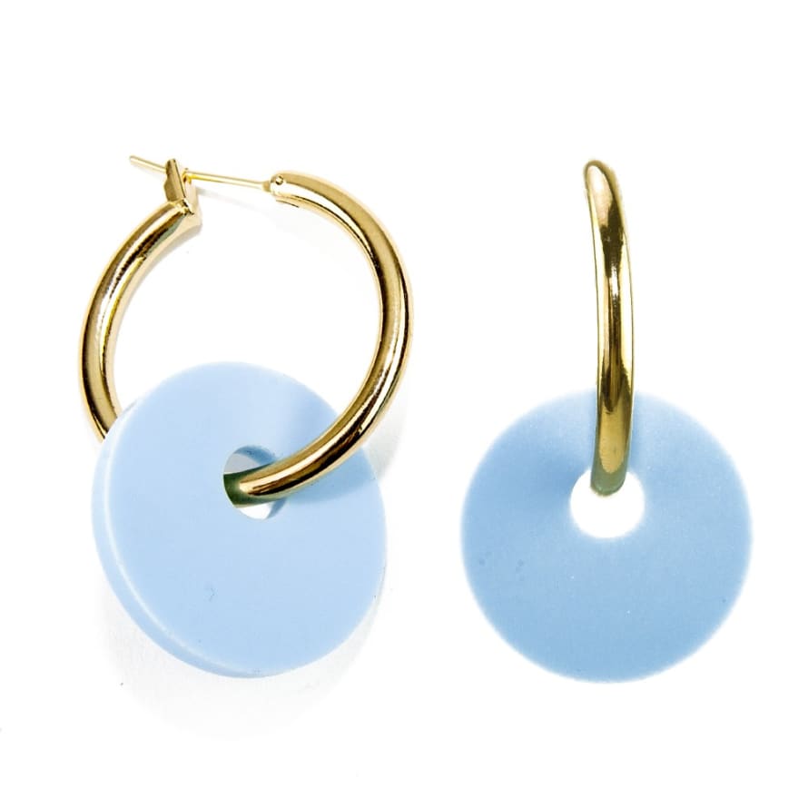 sept cinq Light Blue Plexiglass Saucer Earrings