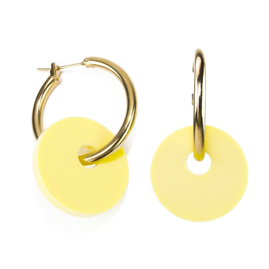 sept cinq Yellow Plexiglass Saucer Earrings