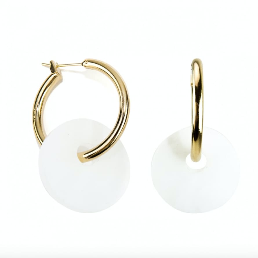 sept cinq White Plexiglass Saucer Earrings