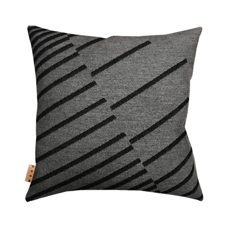 EMMA WOOD Line Cushion Black Grey