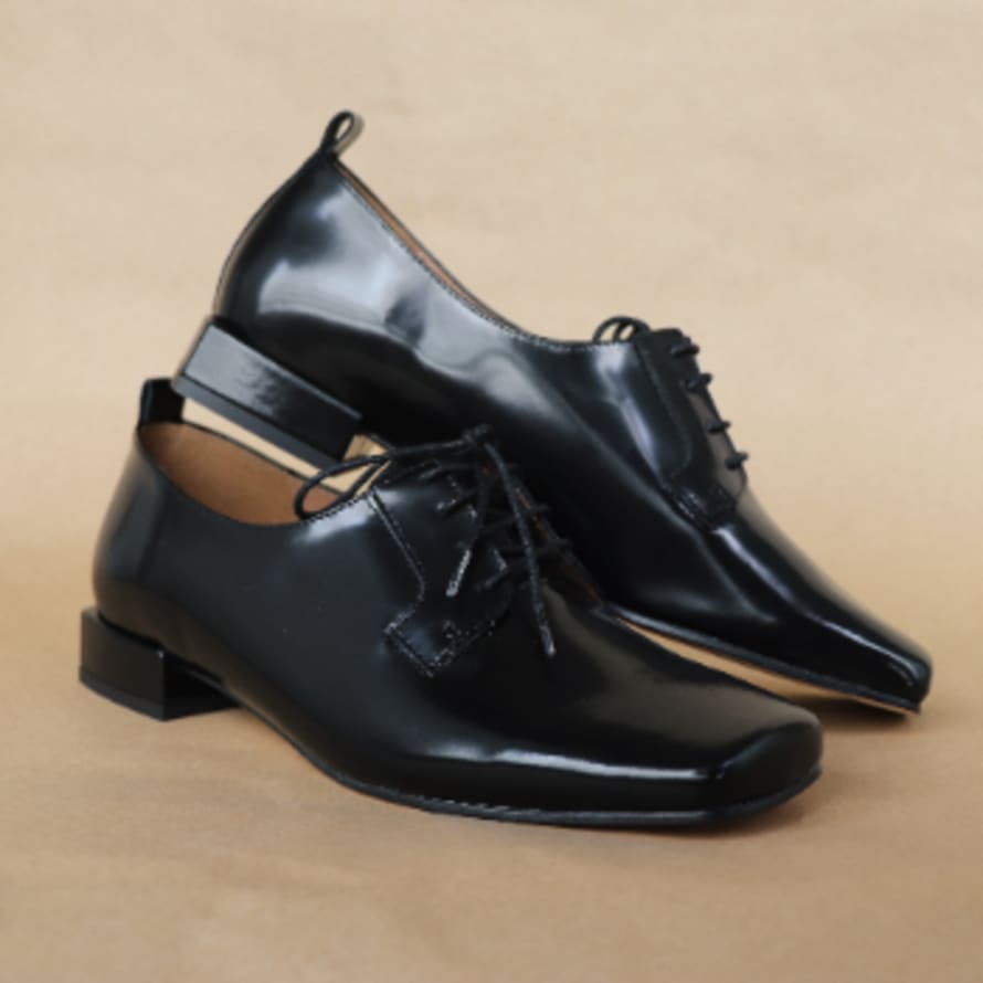 About Arianne Black Leather Lace-Up Shoes - Joseph Black