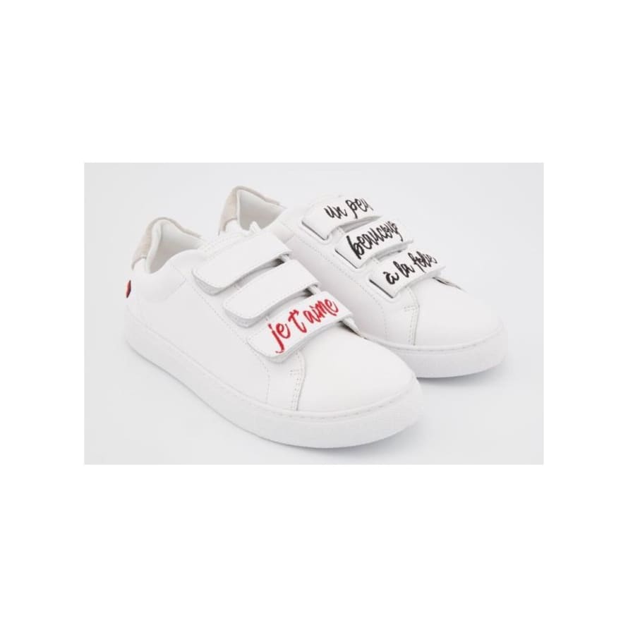 Bons Baisers de Paname White sneakers in leather "i love you" for womens