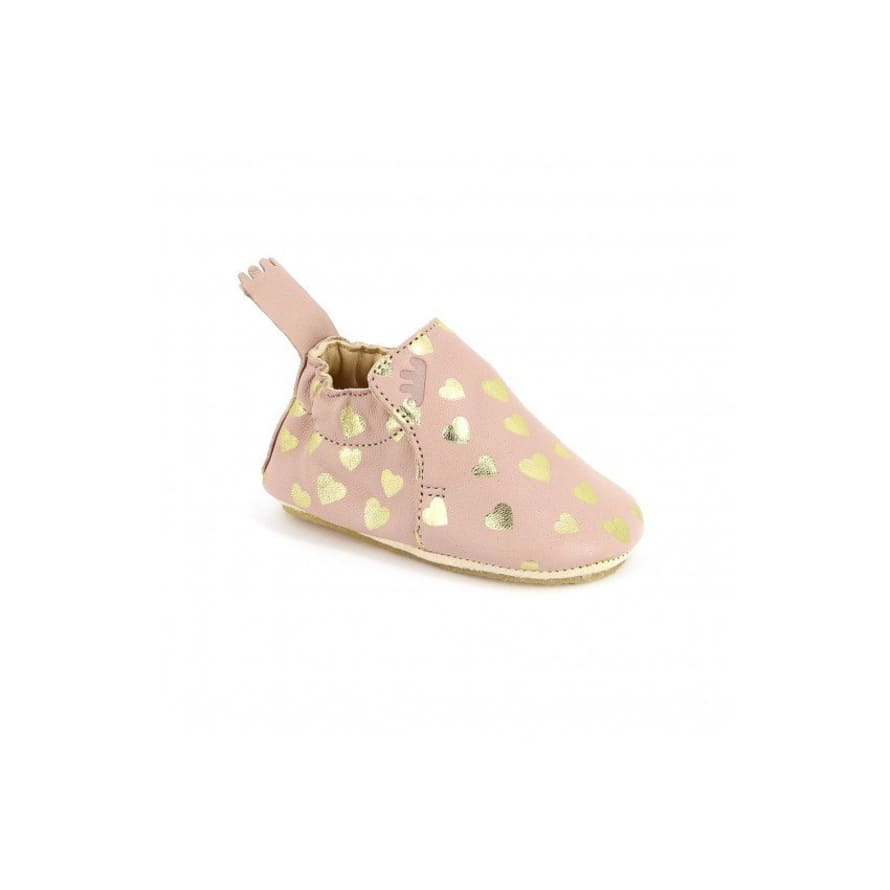 Easy Peasy Powdery Pink Vegetable Leather Little Hearts Girls Slippers