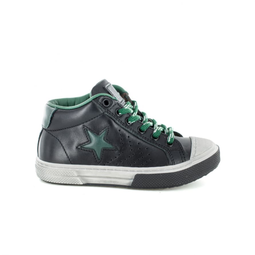 Stones and Bones Size 27-29 Black and Green Leather Boys Shoes