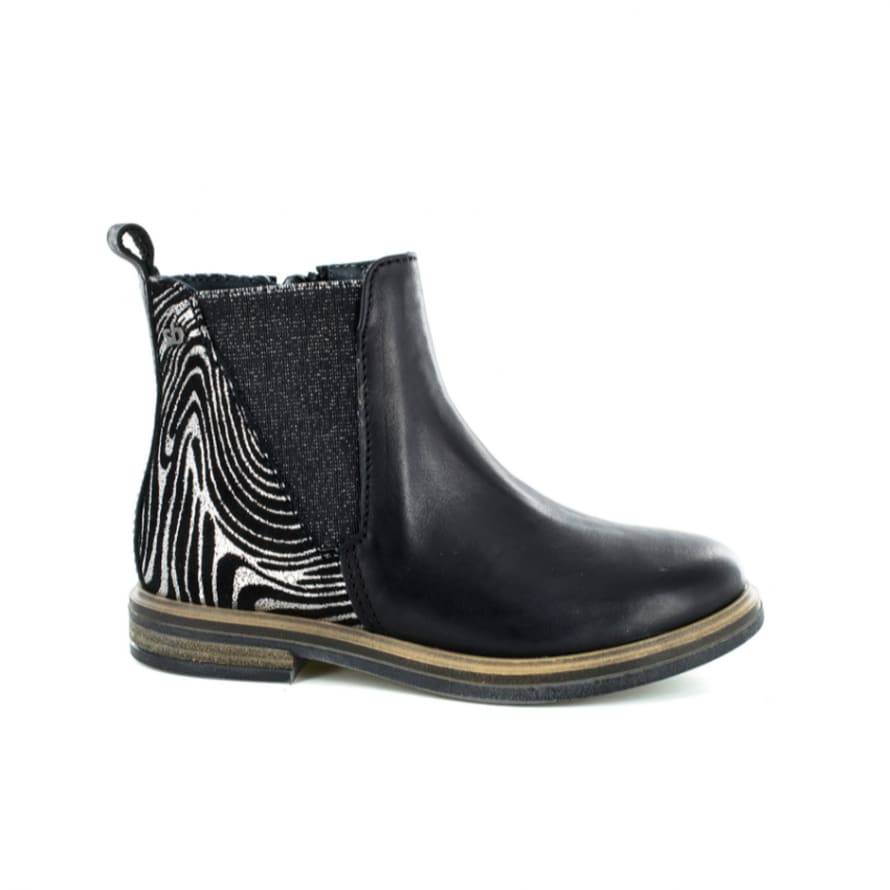 Stones and Bones Black and Silver Leather Girls Boots