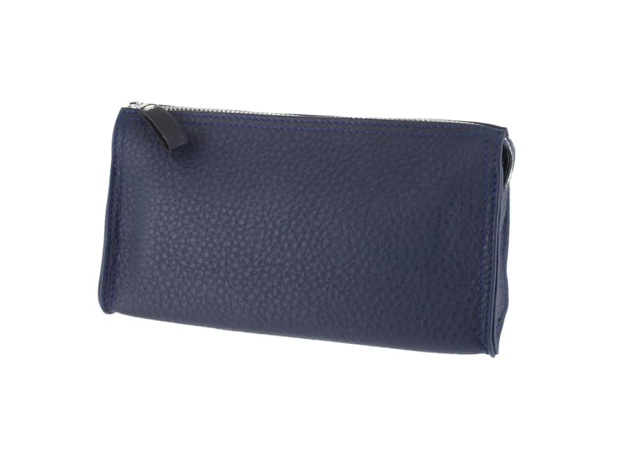 D. R. Harris Small Dark Blue Leather Wash Bag