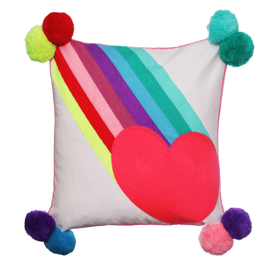 Bombay Duck Rainbow and Heart Square Cushion