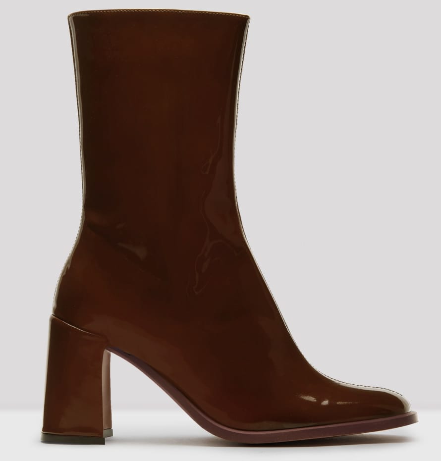 Miista Asta Patent Leather Boots - Caramel Brown 