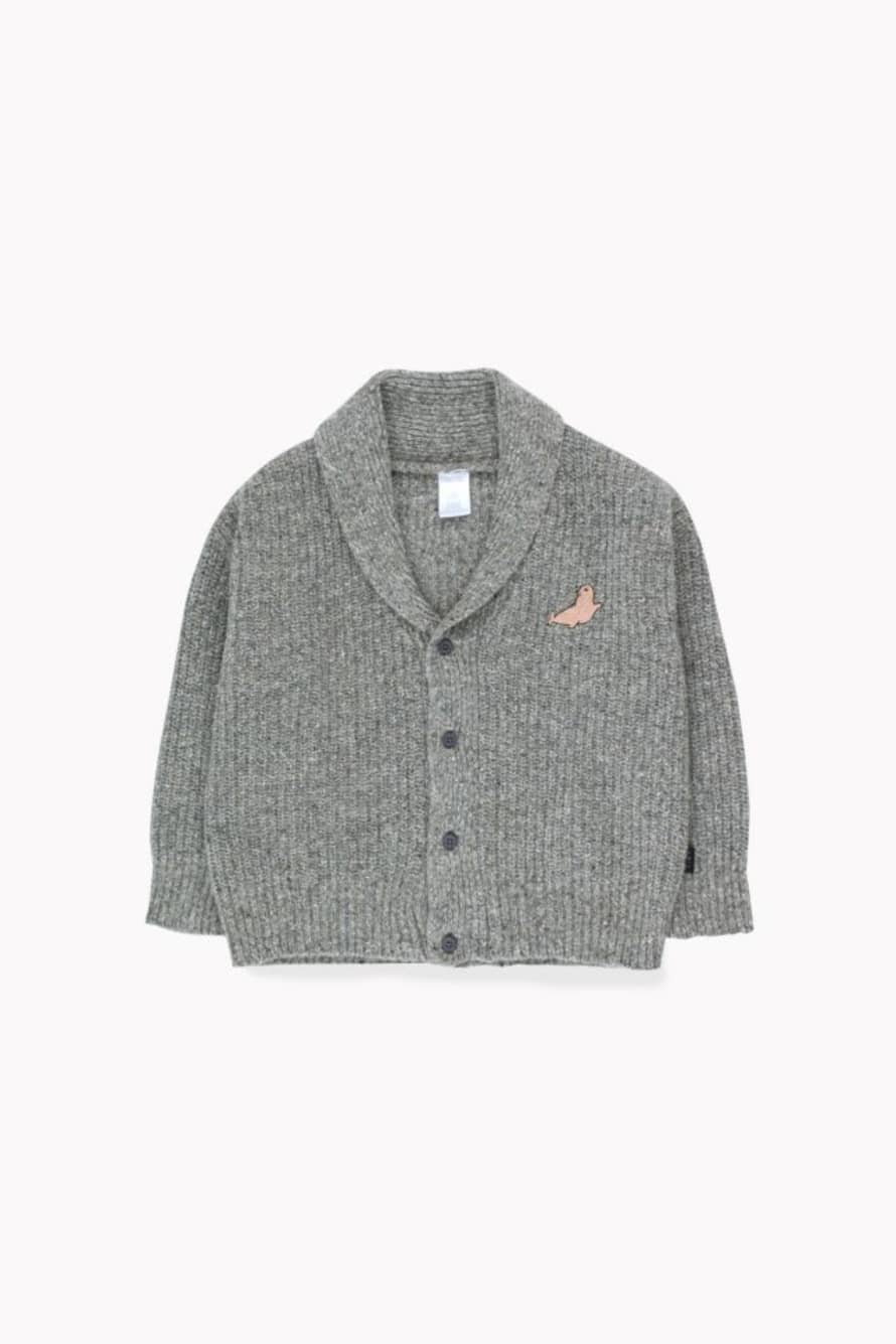 Tinycottons Light Gray Little Seal Kids Cardigan