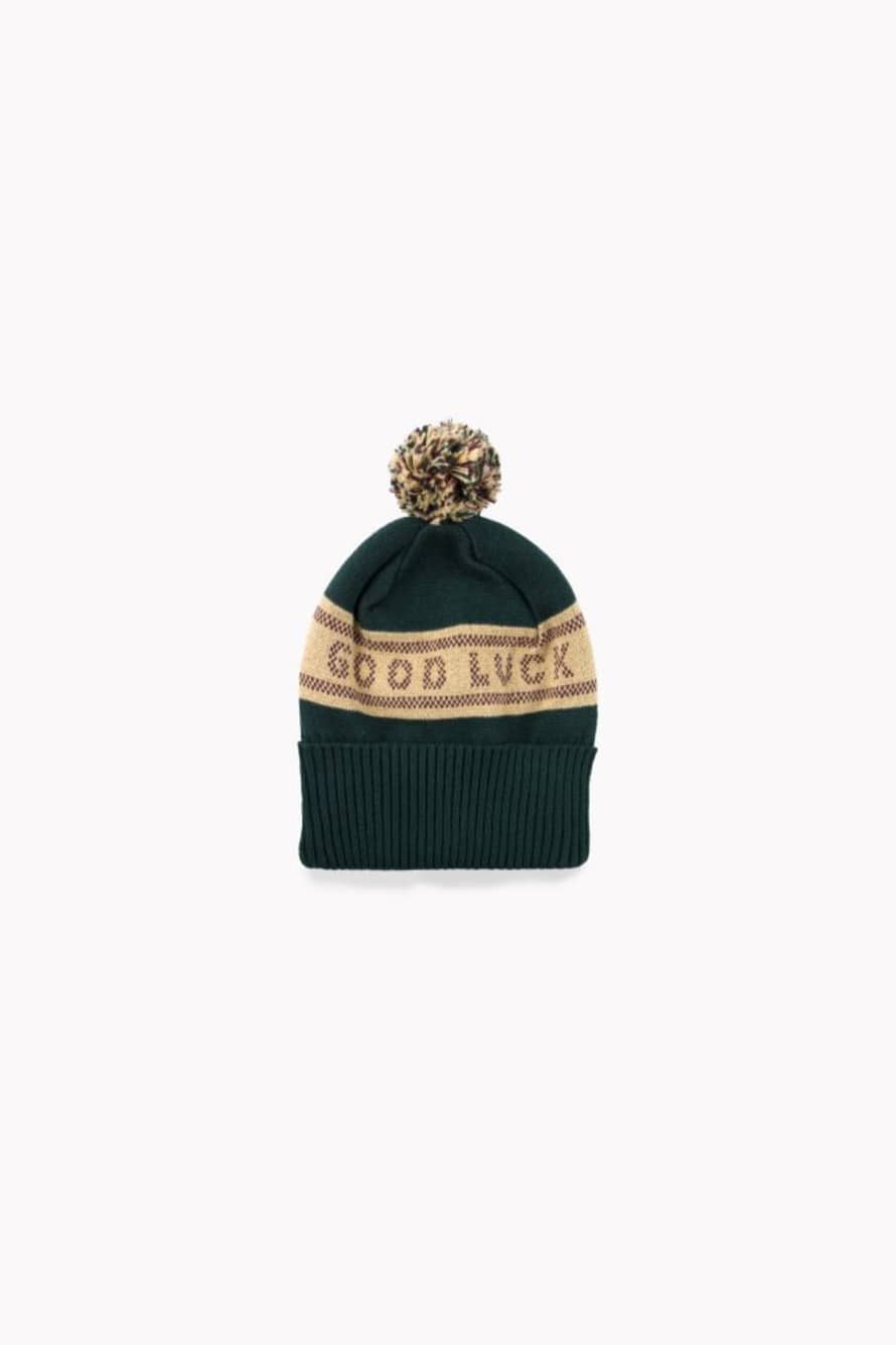 Tinycottons Bottle Green and Sand Cotton Good Luck Kids Beanie