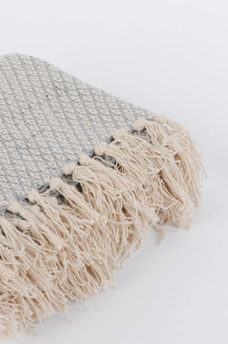 Ian Snow Grey Diamond Weave Cotton Throw