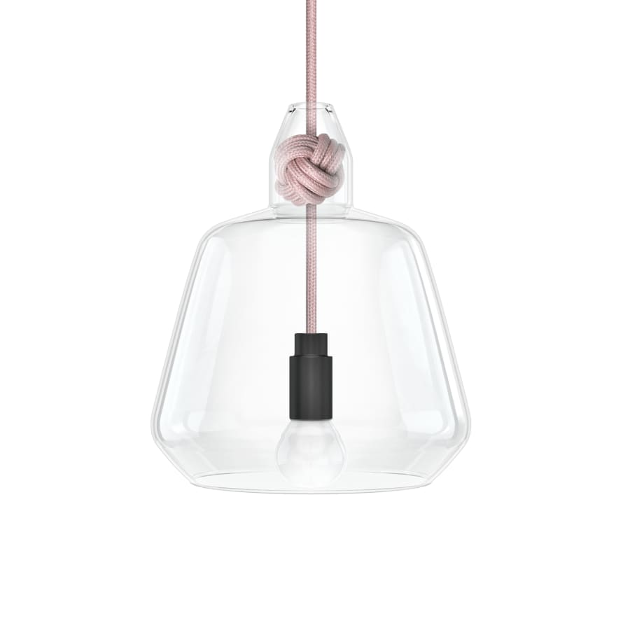 Vitamin Large Knot Pendant Lamp with Hand Blown Glass and Hand Tied Monkey Fist Knot