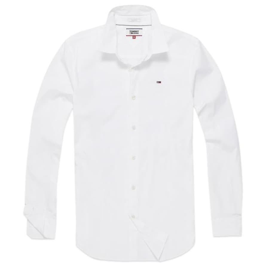 Tommy Hilfiger Original Flag Stretch Long Sleeve Shirt White