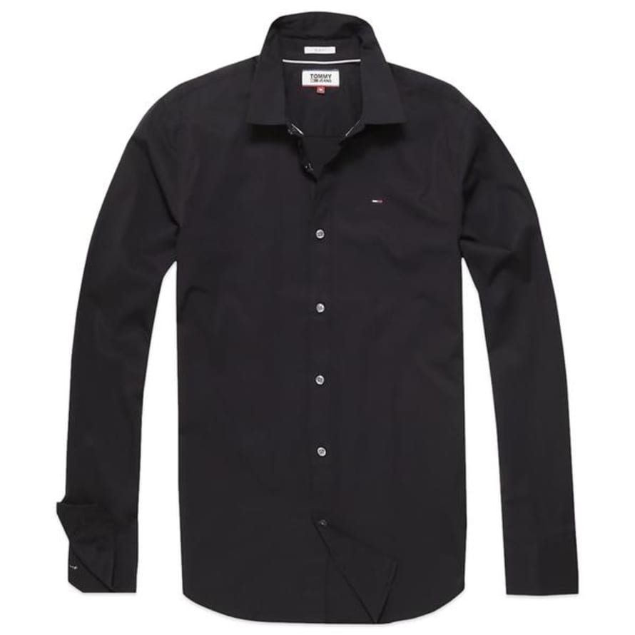 Tommy Hilfiger Original Flag Stretch Long Sleeve Shirt Black