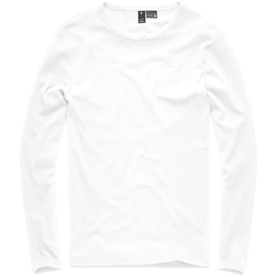 G-Star Raw G Star Base Round Neck Long Sleeve T Shirt White